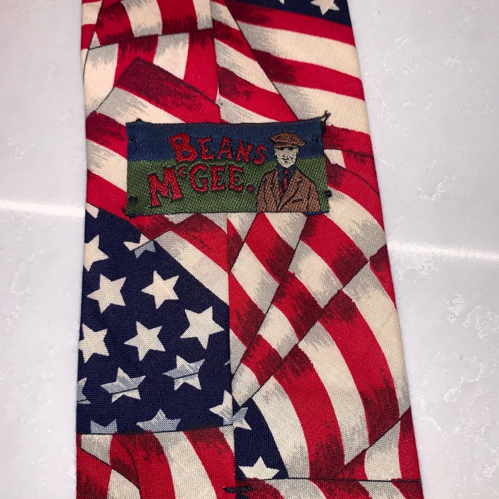 Vintage Beans McGee American Flag USA Cotton Tie - Picture 2 of 5